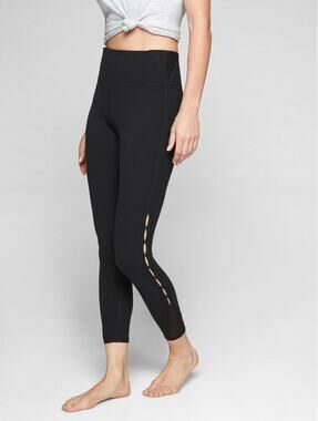 Athleta Black Powervita High Rise Peekaboo 7/8 Tight Size XS